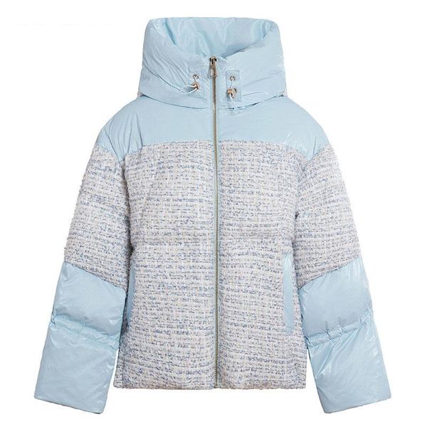 

parkas winter warm hooded contrast color stitching fashion women's down jacket 2022 new white duck down thick women down jacket nbh632, Black