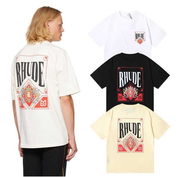 

rhude t-shirt 2023 mens designer t shirt tee workout shirts for men oversized 100%cotton rhude tshirts vintage short sleeve us size s-xl dz, White;black