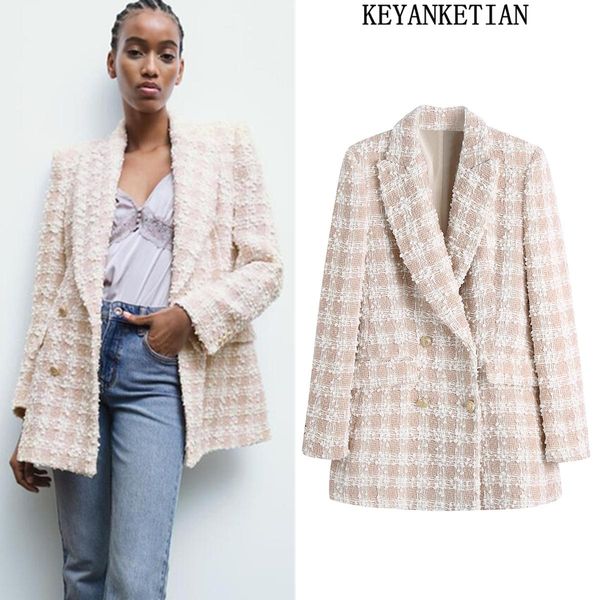 

pants keyanketian za textured women's blazer doublebreasted blazer women's autumn longsleeved jacket women's suit winter jack, White