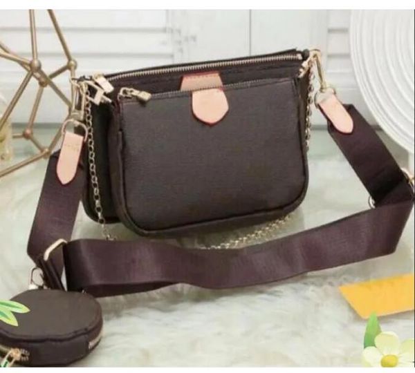 

designer 6colors women shoulder bags multi pochette accessoires genuine leather fashion handbags purses flower mini 3pcs 3 piece set crossbo, Black;red