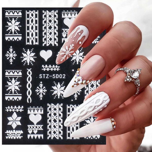 

stickers decals christmas manicure nail design winter 2021 acrylic embossed snowflakes nail stickers 5d charms decals diy accessories glstz5, Black
