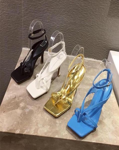 

2021 summer women 9cm high heels strap gold blue sandals fetish sandles lady gladiator stripper luxury design brand shoes4838183, Black