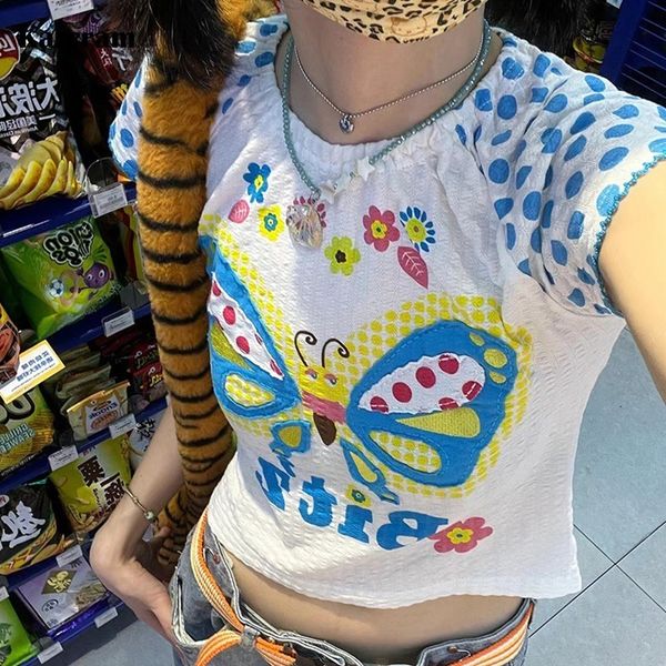 

women s t shirt karrram y2k aesthetics crop japanese harajuku short sleeve t shirt fairycore kawaii 00s e girl cute tshirt fairy tale 23042, White