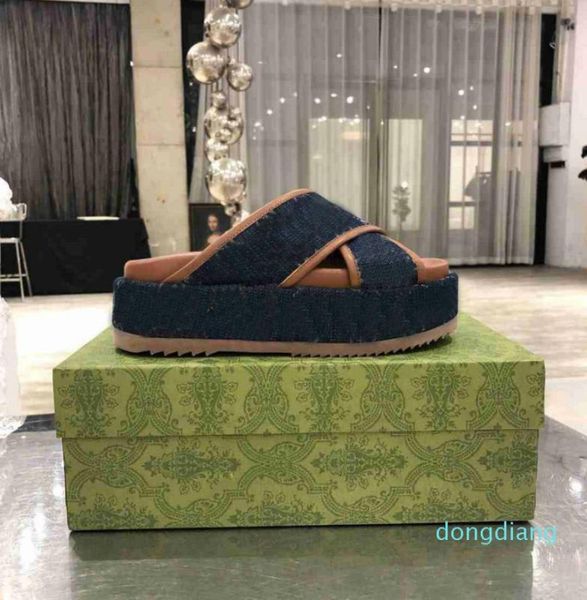 

designer woman sandals slippers fashion beach thick bottom slipper classic platform alphabet lady sandal leather high heel slides8166382, Black