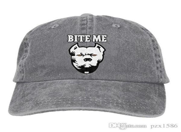 

pzx baseball cap for men and women bite me pitbull mens cotton adjustable jeans cap hat optional3574355, Blue;gray