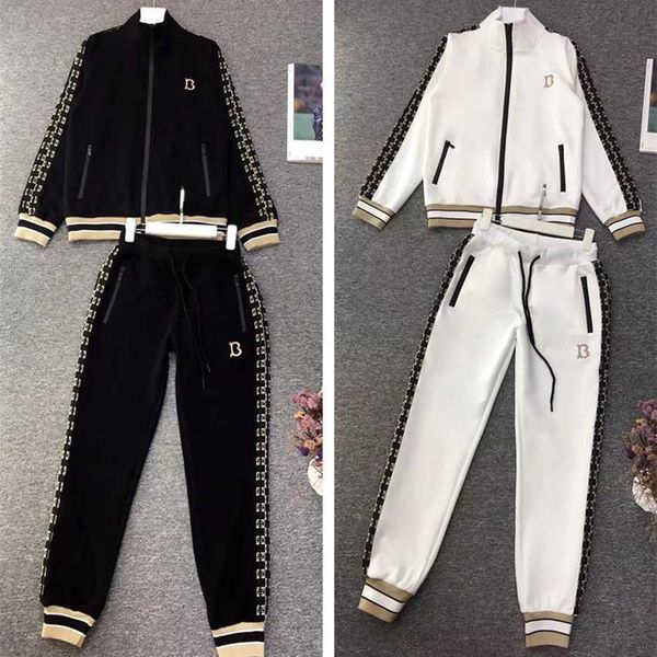 

autumn and winter cotton sports women's leisure two piece set fashion, White