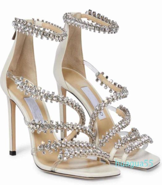 

famous summer brand women sandals choca crystal patent leather high heels calfskin wedding party ladies gladiator sandal8577743, Black