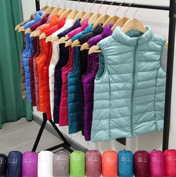 

parkas 2022 new autumn women ultra light down vest white duck down coat parka ladies sleeveless waistcoat plus size s3xl, Black