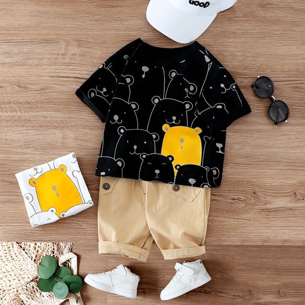 

clothing sets cartoon cute baby clothes boys summer animal print shirt set and short set for boy outfit clothing costume 1 2 3 4 years 23042, White