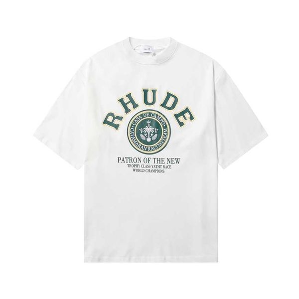

32% off rhude fashion loose teenage couple casual double yarn short sleeve t-shirt underlay, White;black