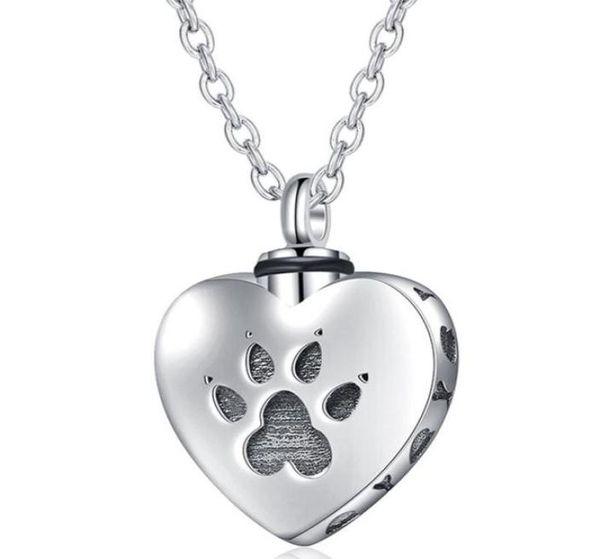 

pendant necklaces love heart pet cremation urn necklace gray dog jewelry memorial souvenir romantic lover gift2937731, Silver