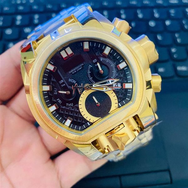 

new invincible reserve bolt zeus men watch swiss stainless steel plated dual dial 52mm rubber strap for drop291s, Slivery;brown