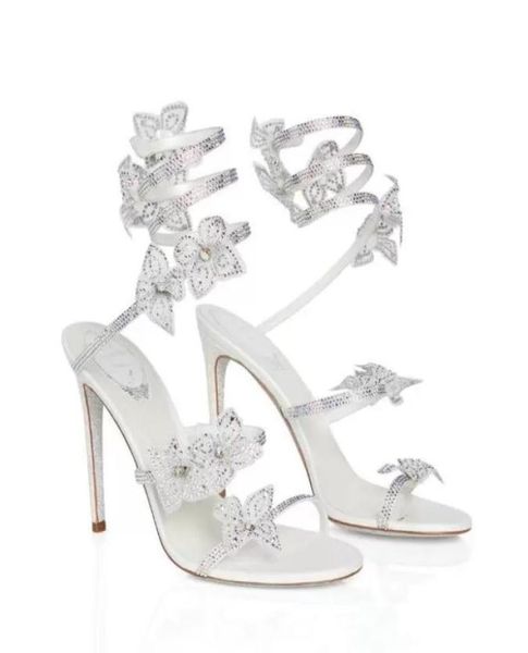 

romantic white sandals shoes floriane highest quality materials flowers strass caovilla luxurious party wedding high hee9251424, Black