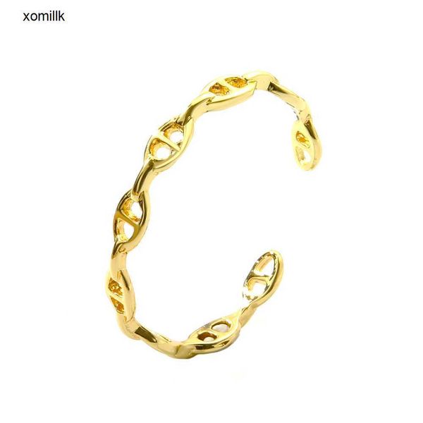 

hermm designer bracelet korean ins style creative minimalist net red pig nose chain splicing open for men and women s jewelry k42x, Black