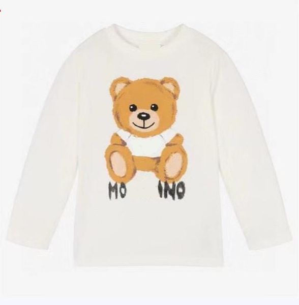 

Spring Autumn Boys Girls Brand T-shirts Cotton Kids Cartoon Bear T-shirt Children Long Sleeve Shirt Letters Printed Child Tops 2-7 Years, White