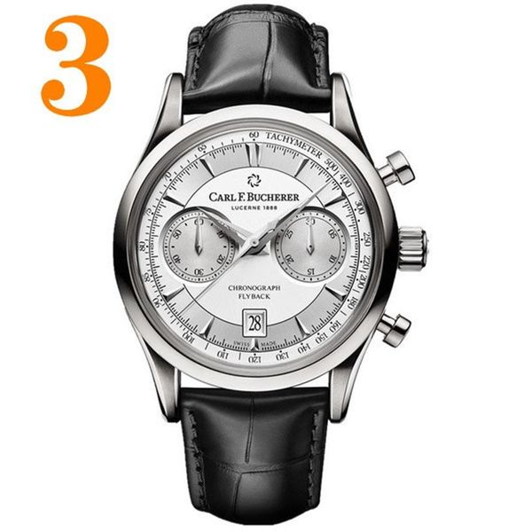 

2021 men luxury watches six stitches series all dials work mens quartz watch carlf brand clock fashion round shape258c, Slivery;brown