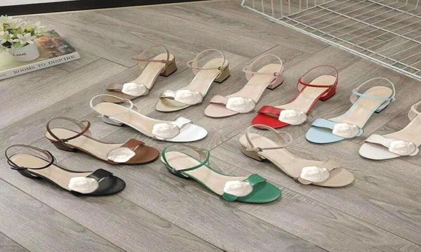 

mid heel sandals leather rough heels woman shoes fashion metal buckle sandal womens beach shoe9755056, Black