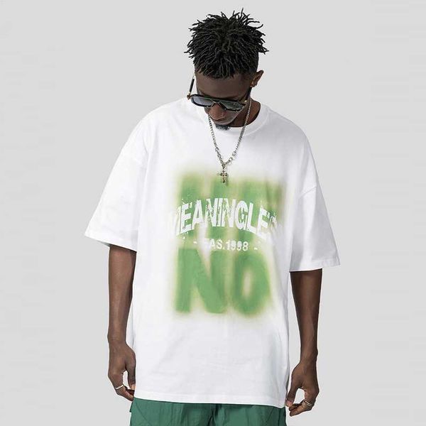 

t shirt china-chic men's short sleeve t-shirt letter printed pure cotton 220g loose large half sleeve ins lovers t-shirt, White;black