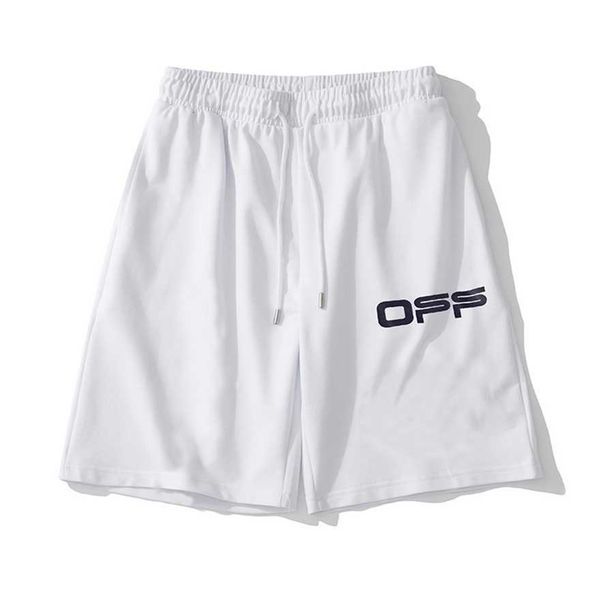 

34% off white summer airport warning line tape sticker ow loose half length shorts, White;black