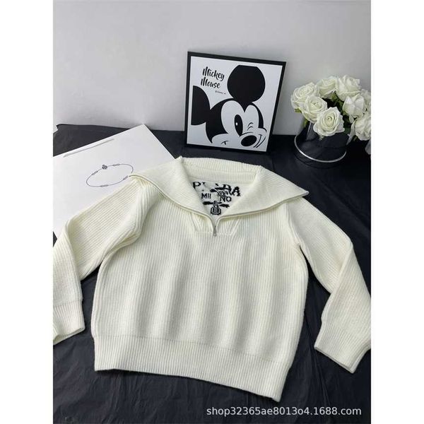 

30% off family autumn/winter new sweater lapel fake two piece design school style reduced age sweet positioning letter jacquard, White;black