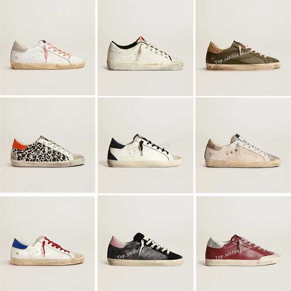 

2022 golden sneakers casual shoes for super star sneaker suede sequined leopard print white do-old dirty classic women man