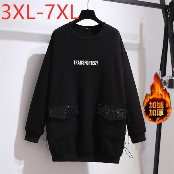 

women's plus size outerwear & coats autumn winter women clothing pullover large long sleeve pocket black keep warm thick coat334a