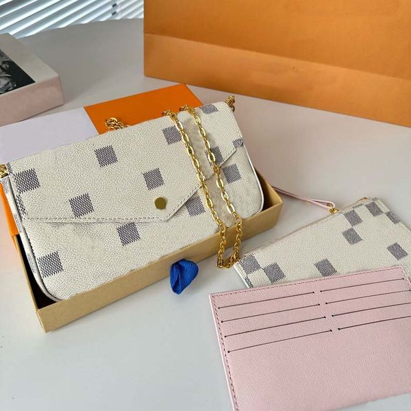 

Womens Wallet Designer Classic Printing Small Square Bag Mens Three in One Printing Luxury Design Embossed Crossbody Bag Checkerboard Canvas Wallet Clip Bag, #4