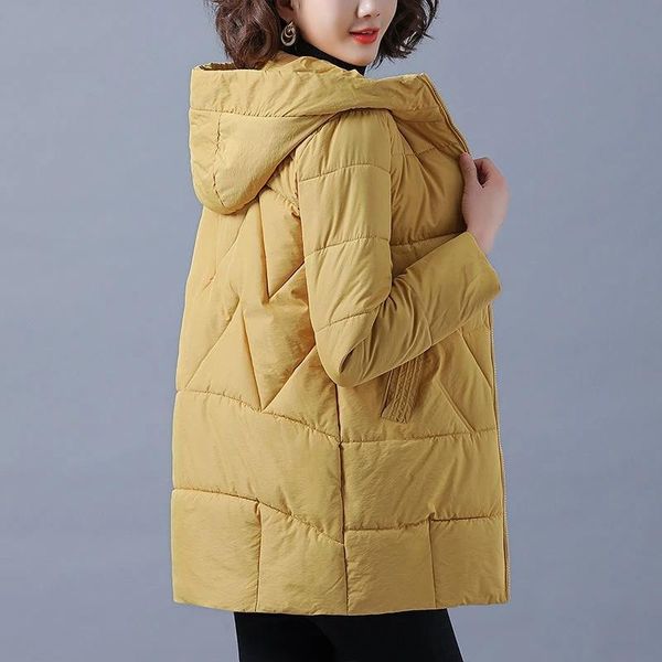 

leather women winter jacket warm parkas female thicken coat 2022 cotton padded parka hooded outwear loose women snow wear 4xl, Black