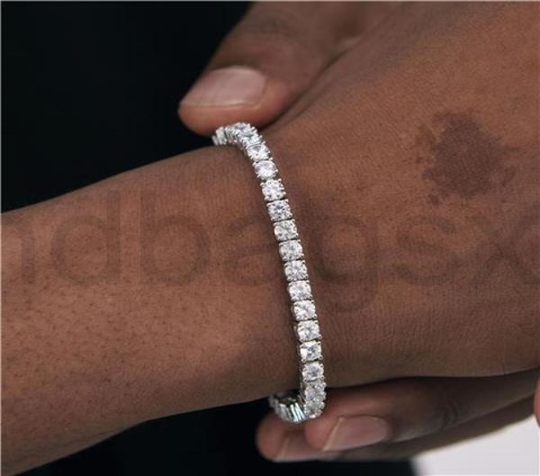 

designer jewelry bangle non fading full diamond zircon tennis bracelet european and american hip hop hiphop gold and silver men03619127, Black