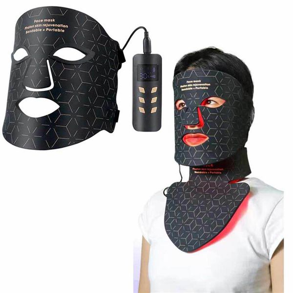 

for face care device 4 colors led face mask red light therapy facial neck po skin rejuvenation facial mask anti acne bright212l
