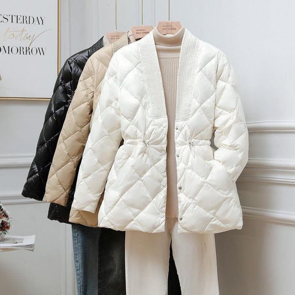 

leather women winter parka lightweight waterresistant puffer coat outwear warm jackets 2022 spring autumn winter, Black