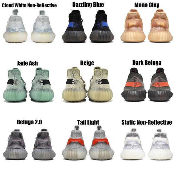 

2023 yeezzys women mens running shoes bone dazzling mono beluga reflective mx oat rock blue black static reflective jogging walking trainers
