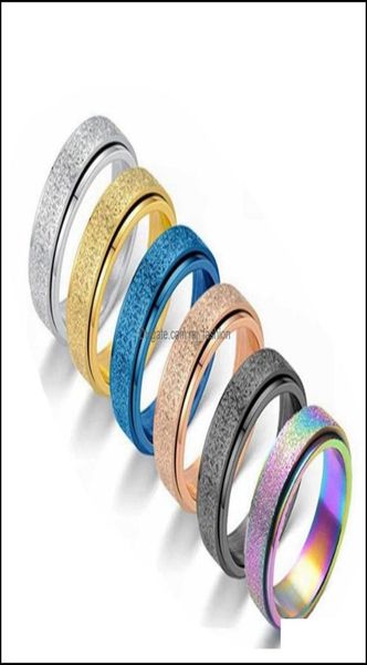 

band rings women steel ring men girl boy anxiety relief 6mm fidget sier gold blue stainless jewelry perfect weddings parties celeb9095337, Silver