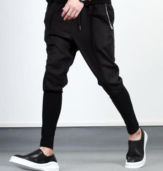 

pants 2746 2022 new men's clothing hair stylist gd fashion thread splicing casual pants plus size costumes, Black