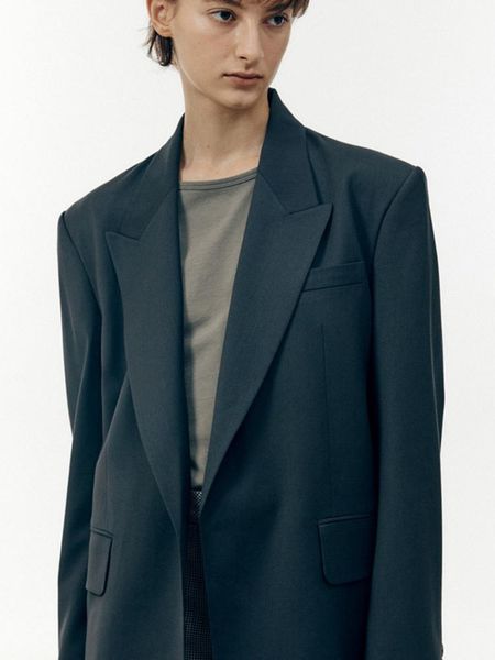 

pants women blazers 2022 early autumn new simple commuter loose no button lapel wool suit jacket, White