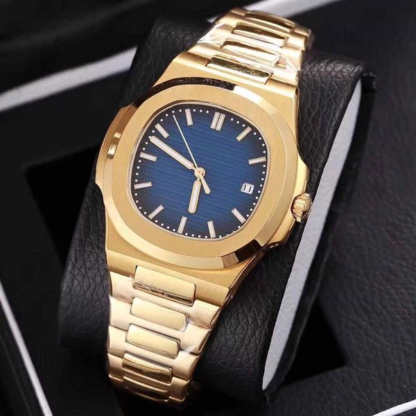 

luxury men's watch nautilus 5711 series stainless steel case butterfly clasp 2813 automatic movement watch sport golden260r, Slivery;brown