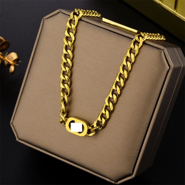 

ins style double d pendant cuban link chain necklace for men and women gift, Silver
