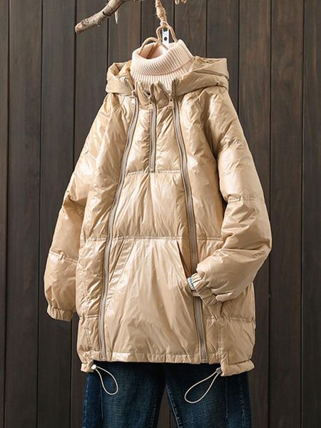 

parkas sedutmo winter oversize duck down coat women hoodies long warm jackets spring pocket casual basic parkas ed1901, Black