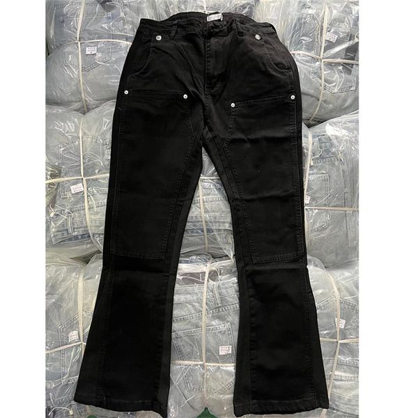 

denim pants black high street washed men's and women's flare pants2036, Black;brown