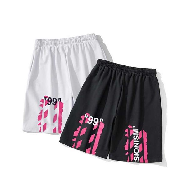 

30% off spring/summer new digital pink arrow printed shorts unisex, White;black