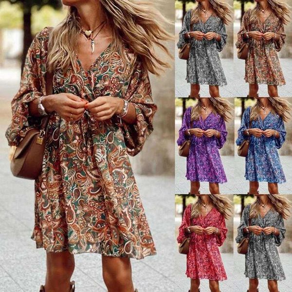 

summer mid waist pullover midi dress short sleeve printed loose, Black;gray