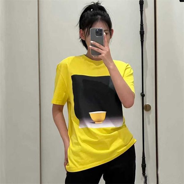 

summer new luo family printed ceramic short women's couple wear lo fashion t-shirt half sleeve, White
