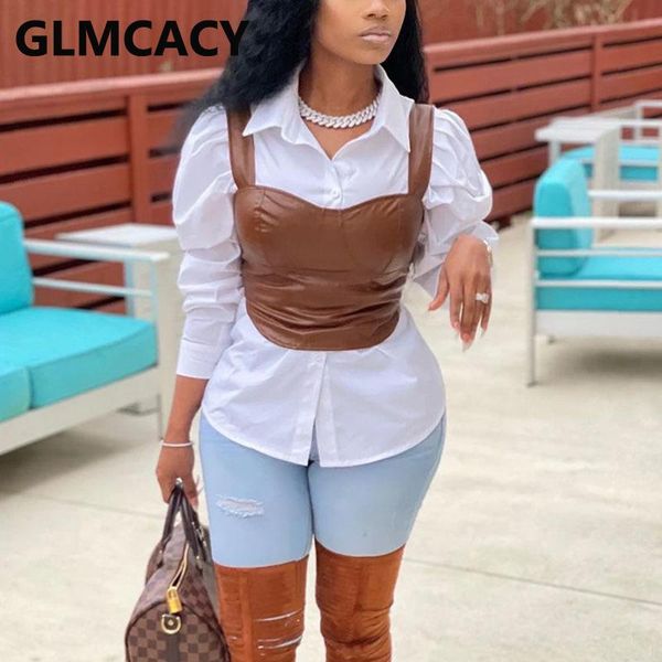 

tanks women spaghetti strap pu leather chic tank, Black;white