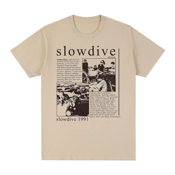 

men s t shirts slowdive alison 1991 vintage t shirt tour 90s classic cotton men t shirt tee tshirt womens 230422, White;black