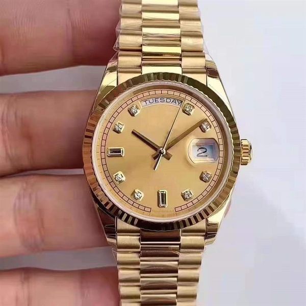 

waterproof gold 36mm day date fashion mens women watch sapphire mechanical automatic watches stainless steel bracelet2457, Slivery;brown
