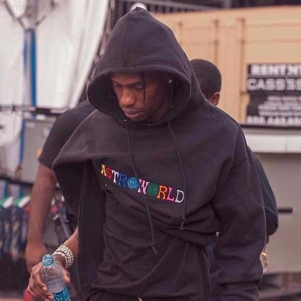 

rapper astroworld hip hop hoodies mens womens hooded sweatshirt male print embroidery letter jacket8uee, Black