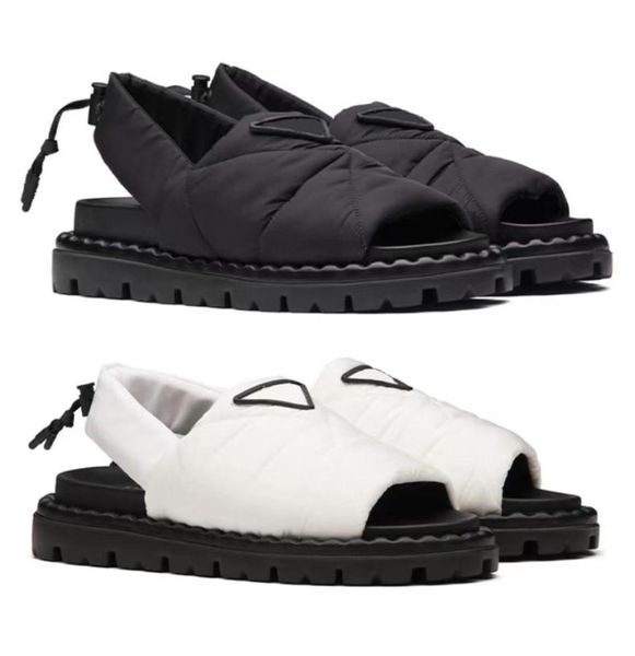 

2022 new padded nylon sandals padded and quilted upper 20 mm expanded rubber sole lug tread women blow shoes size 3541 factory2747607, Black