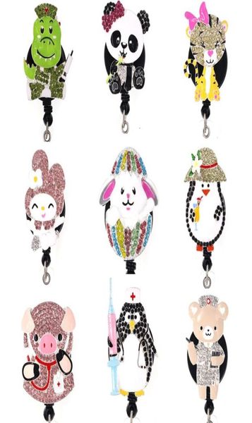 

new key rings medical cartoon retractable id badge reel name card holder with clip animal shape for nurse doctor gift5206386, Slivery;golden
