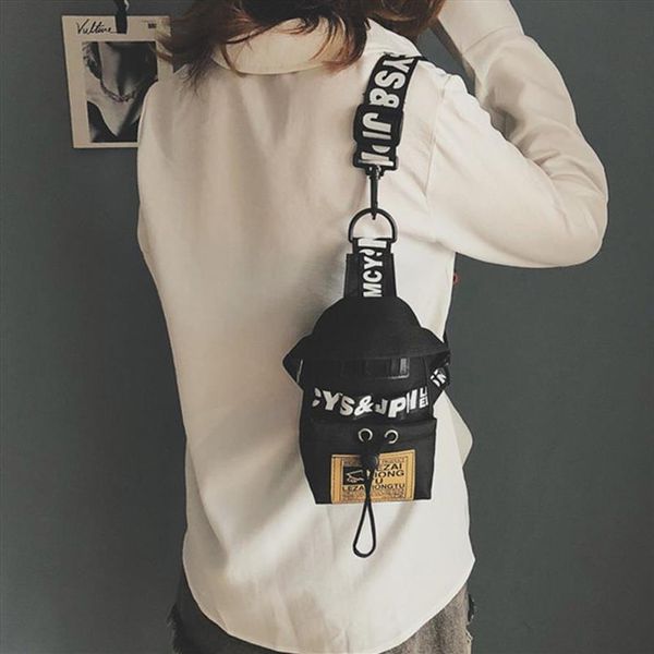 

zdarlbo womens fanny pack letter chest bag hip hop banana belt mini shoulder crossbody bags female nylon waist packs279f