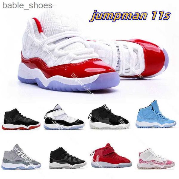 

cherry 11s kids shoes og basketball shoes jumpman 11 25th concord space jam metallic silver pink for toddlers boys girls children outdoor sp, Black